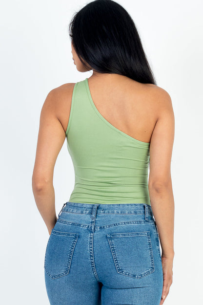 One Shoulder Solid Casual Bodysuit (CAPELLA)