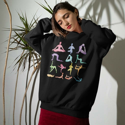 yoga theme crewneck sweatshirt