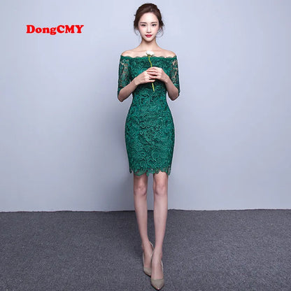 Elegant Lace Green Cocktail Dress