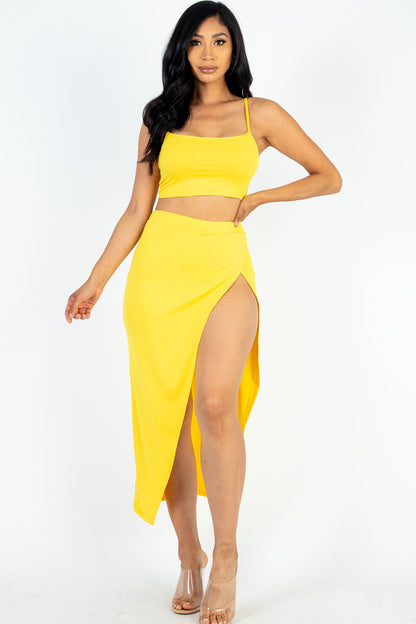 Crop Cami & Split Thigh Maxi Skirt Set (CAPELLA)