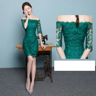 Elegant Lace Green Cocktail Dress