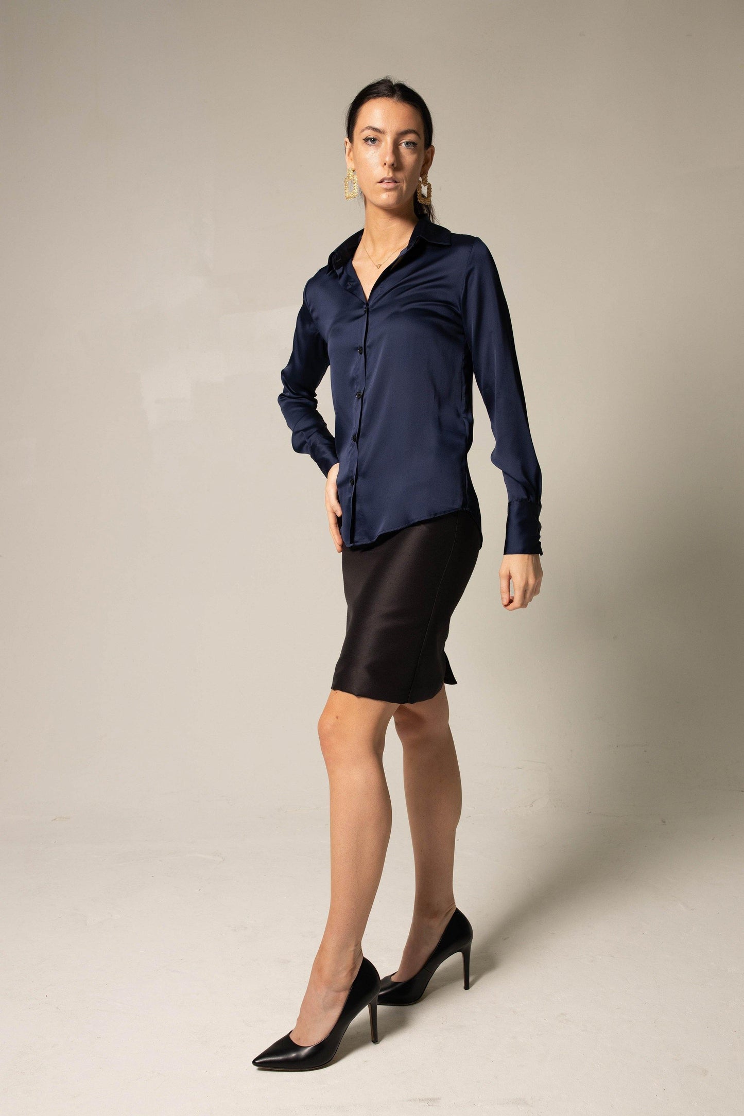 Classy Women Silk Shirt in Royal Blue