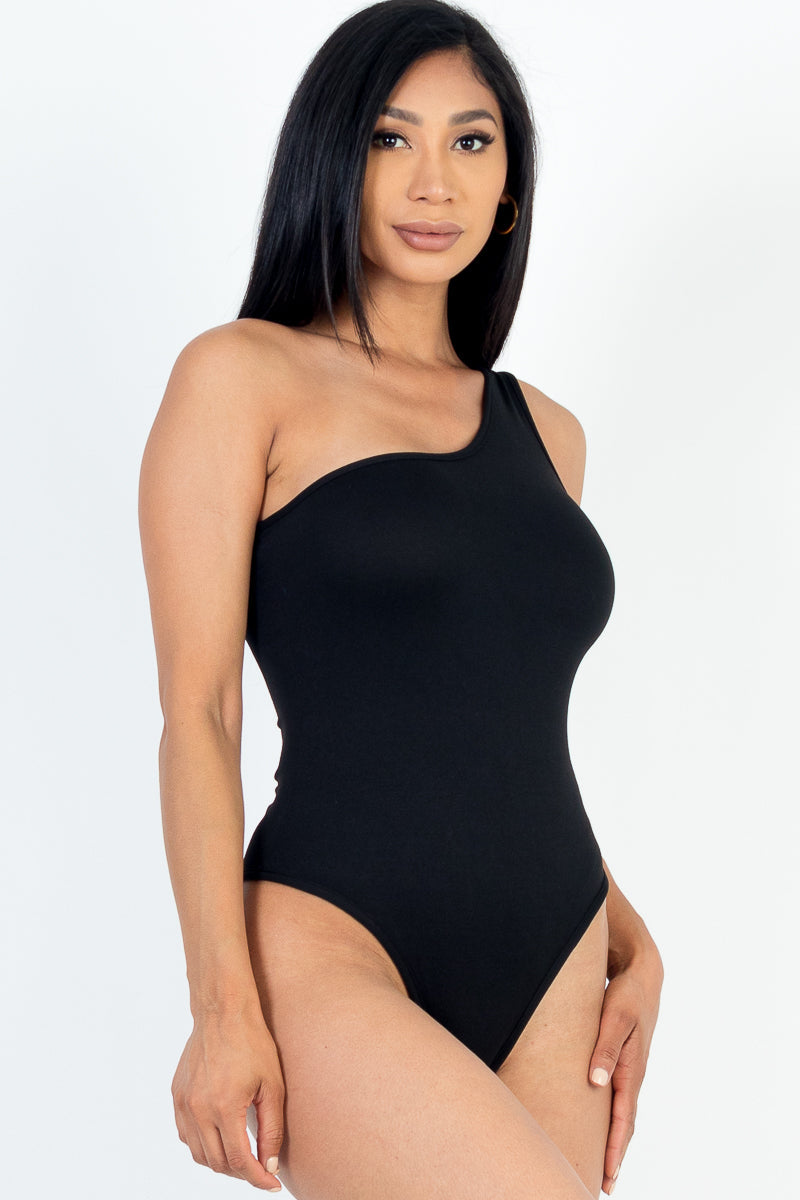 One Shoulder Solid Casual Bodysuit (CAPELLA)