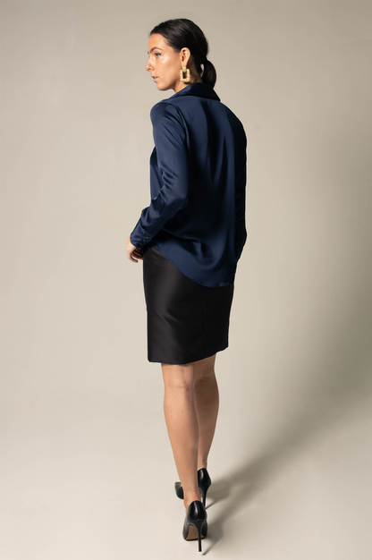 Classy Women Silk Shirt in Royal Blue