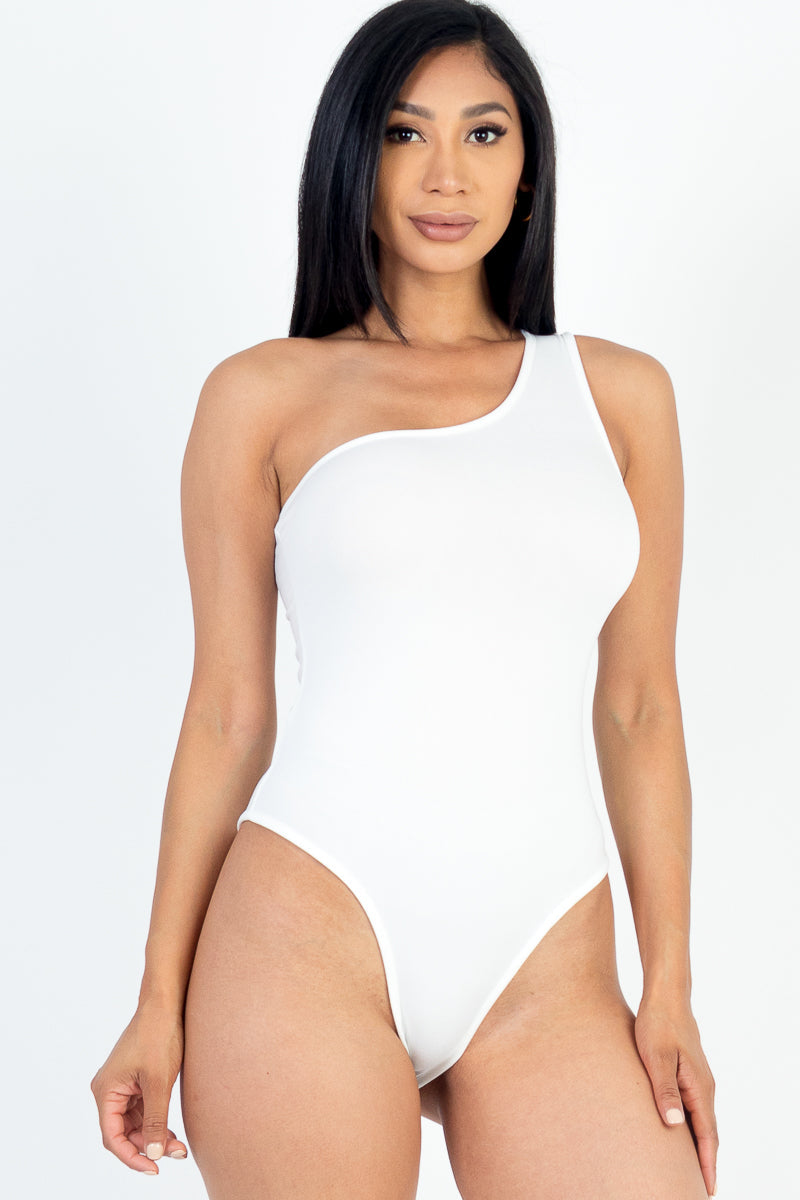 One Shoulder Solid Casual Bodysuit (CAPELLA)