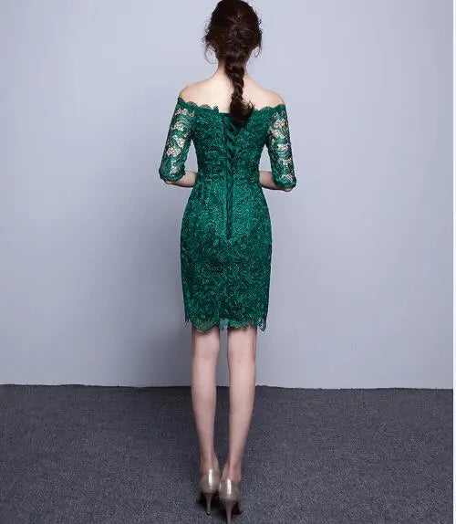 Elegant Lace Green Cocktail Dress