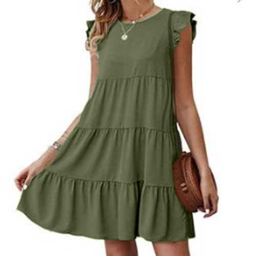 womens flowy dress with cap sleeves
