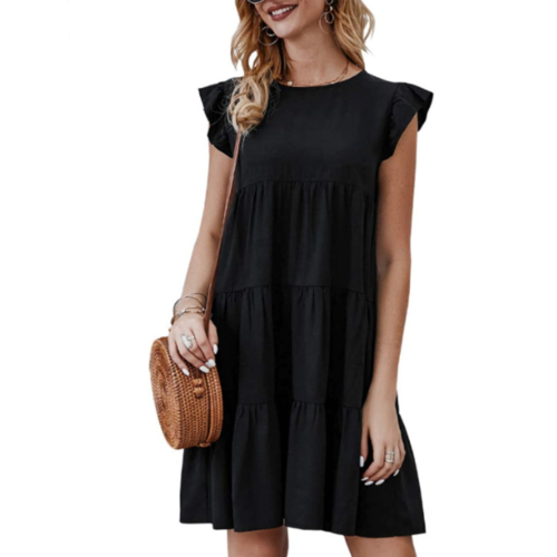 womens flowy dress with cap sleeves