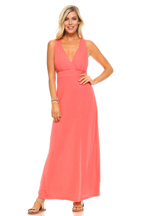 women's halter maxi dress with cross back straps