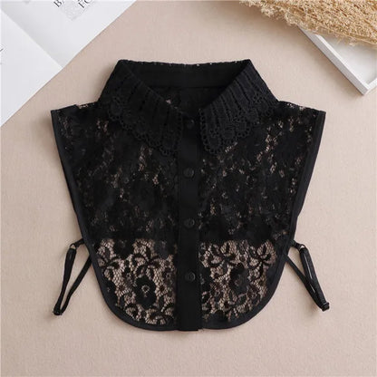 Fashion 2024 Front Tie White Fake Collar for Women Stand Detachable Collar Fake Girls Vintage Lace Ladies False Blouse Collar