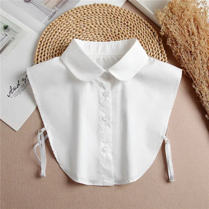 Fashion 2024 Front Tie White Fake Collar for Women Stand Detachable Collar Fake Girls Vintage Lace Ladies False Blouse Collar