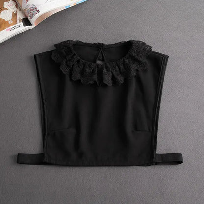 Fashion 2024 Front Tie White Fake Collar for Women Stand Detachable Collar Fake Girls Vintage Lace Ladies False Blouse Collar