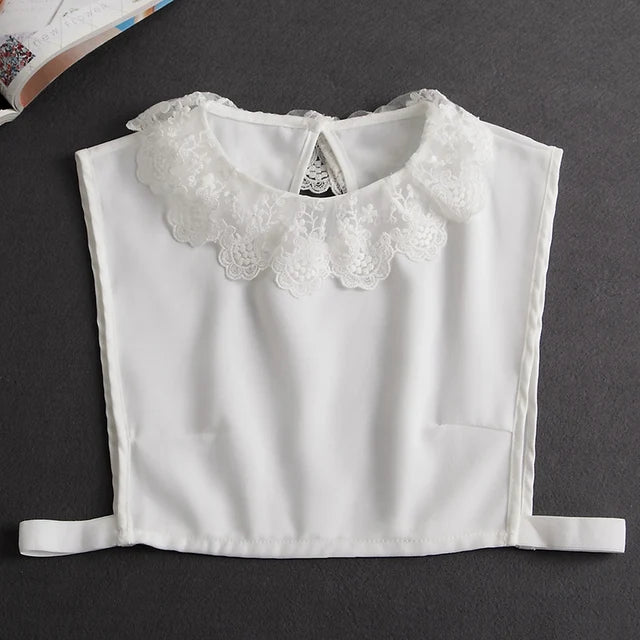 Fashion 2024 Front Tie White Fake Collar for Women Stand Detachable Collar Fake Girls Vintage Lace Ladies False Blouse Collar