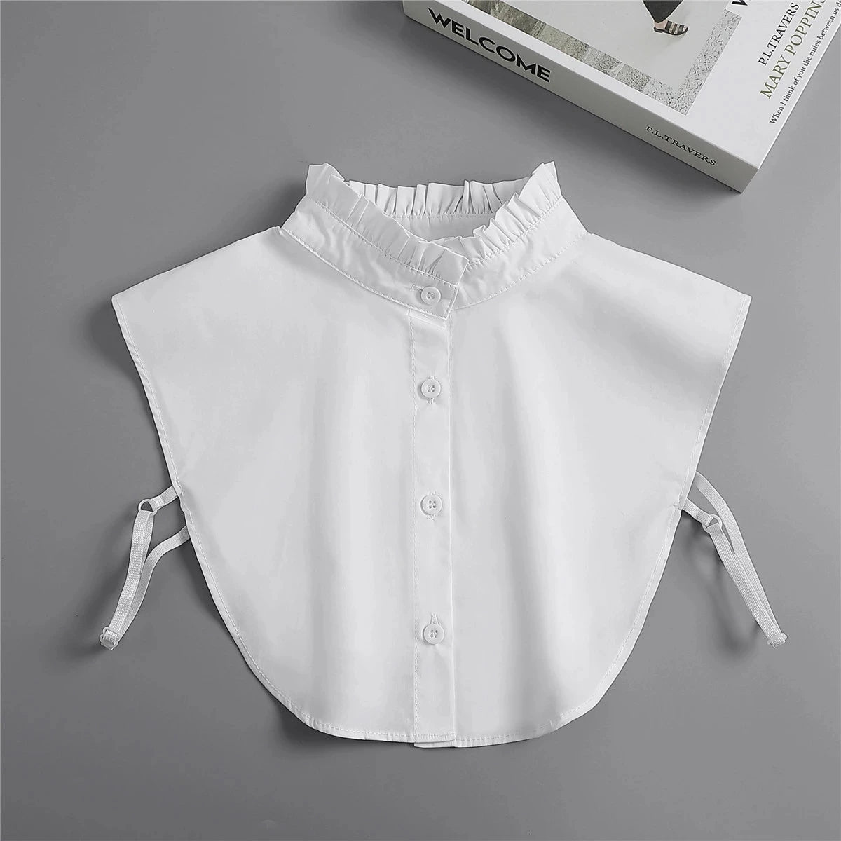 Fashion 2024 Front Tie White Fake Collar for Women Stand Detachable Collar Fake Girls Vintage Lace Ladies False Blouse Collar