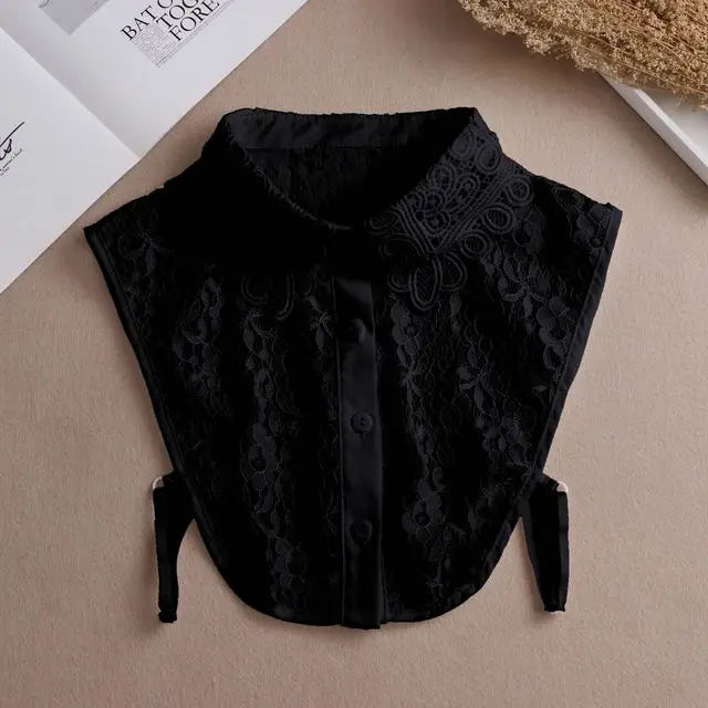 Fashion 2024 Front Tie White Fake Collar for Women Stand Detachable Collar Fake Girls Vintage Lace Ladies False Blouse Collar