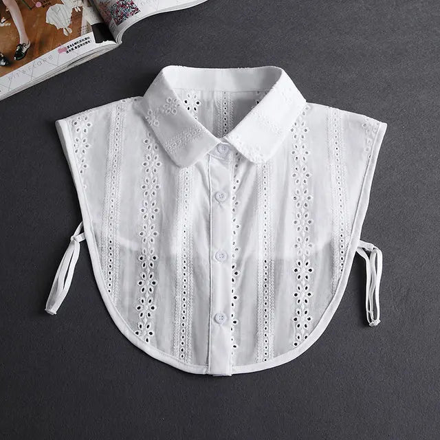 Fashion 2024 Front Tie White Fake Collar for Women Stand Detachable Collar Fake Girls Vintage Lace Ladies False Blouse Collar