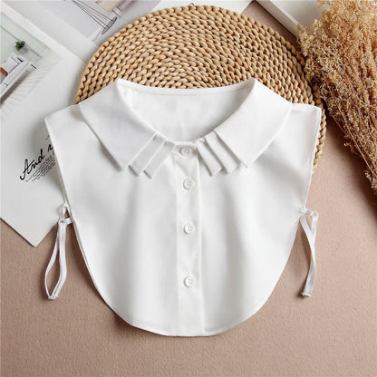 Fashion 2024 Front Tie White Fake Collar for Women Stand Detachable Collar Fake Girls Vintage Lace Ladies False Blouse Collar