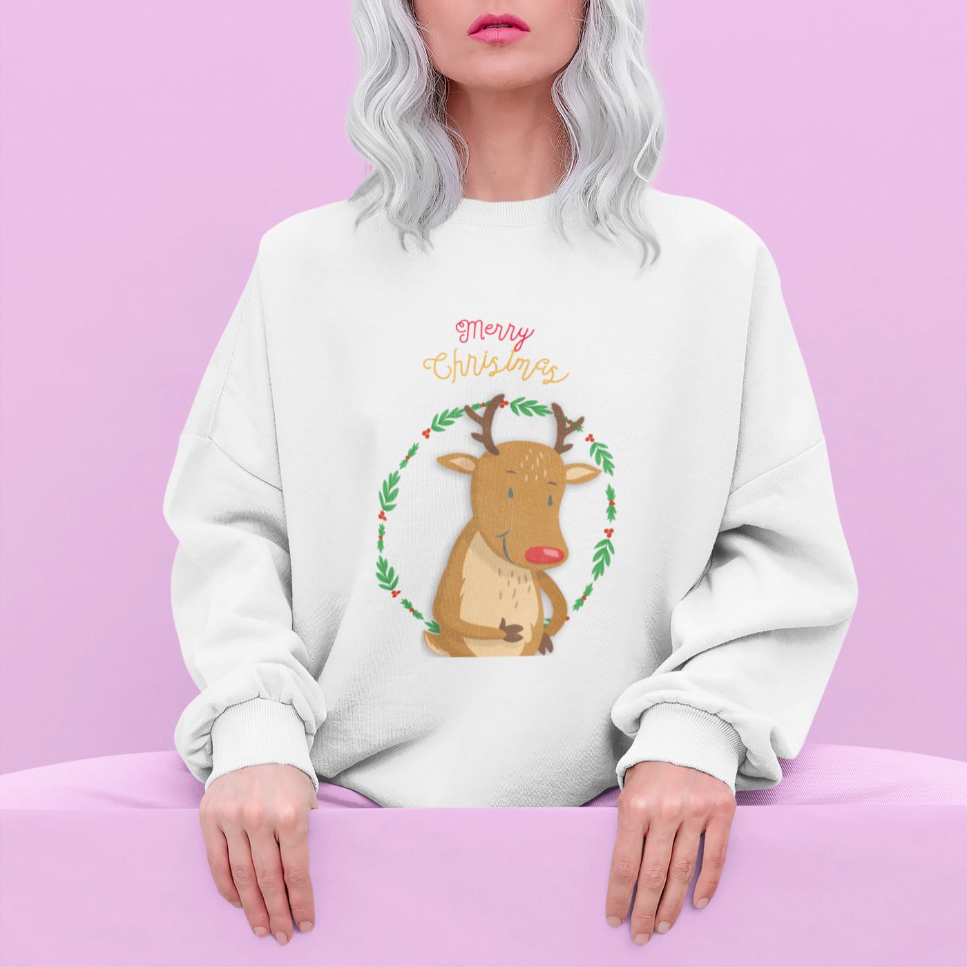 womens reindeer crewneck sweatshirt