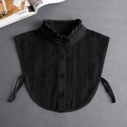 Fashion 2024 Front Tie White Fake Collar for Women Stand Detachable Collar Fake Girls Vintage Lace Ladies False Blouse Collar