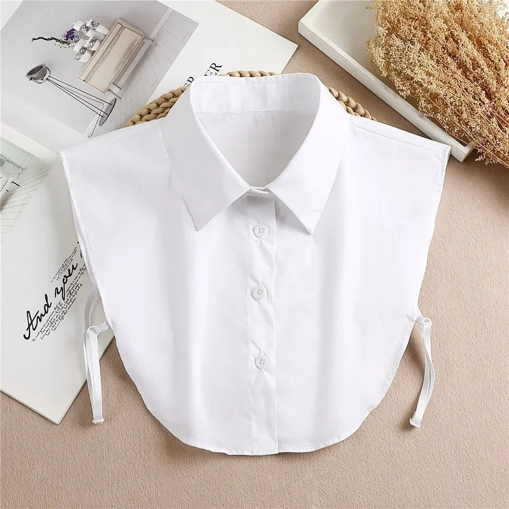 Fashion 2024 Front Tie White Fake Collar for Women Stand Detachable Collar Fake Girls Vintage Lace Ladies False Blouse Collar