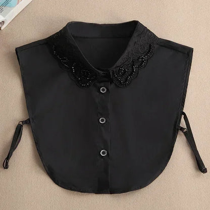 Fashion 2024 Front Tie White Fake Collar for Women Stand Detachable Collar Fake Girls Vintage Lace Ladies False Blouse Collar