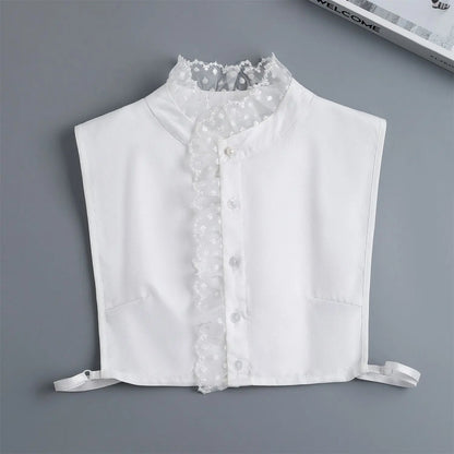 Fashion 2024 Front Tie White Fake Collar for Women Stand Detachable Collar Fake Girls Vintage Lace Ladies False Blouse Collar