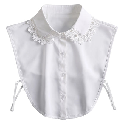 Fashion 2024 Front Tie White Fake Collar for Women Stand Detachable Collar Fake Girls Vintage Lace Ladies False Blouse Collar