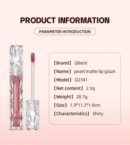 QIBEST Waterproof Diamond Shimmer Glitter Lipgloss Matte Liquid Lipstick Shiny Pearl Lip Glaze Long Lasting LipTint Women Makeup