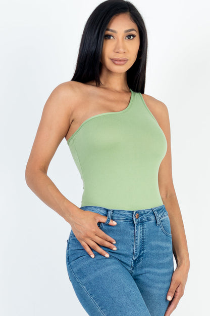 One Shoulder Solid Casual Bodysuit (CAPELLA)