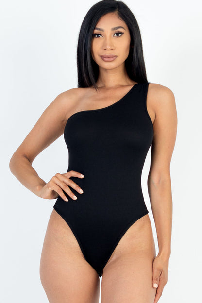 One Shoulder Solid Casual Bodysuit (CAPELLA)