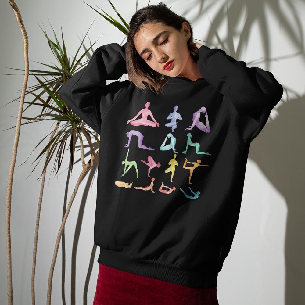 yoga theme crewneck sweatshirt