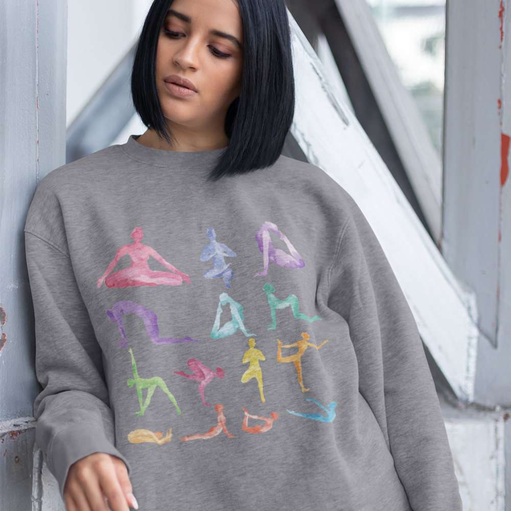 yoga theme crewneck sweatshirt