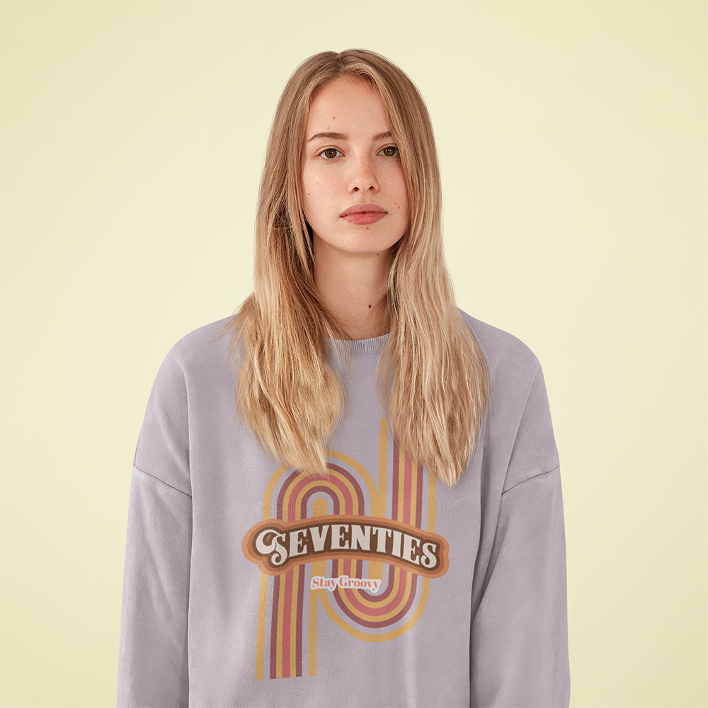 womens retro 70's crewneck sweatshirt