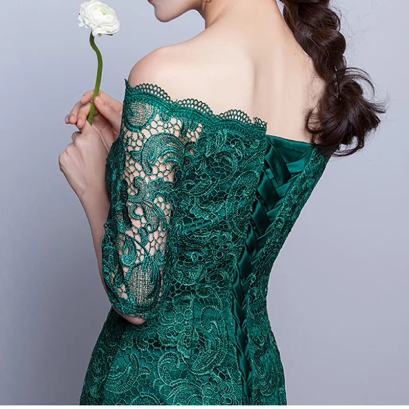 Elegant Lace Green Cocktail Dress