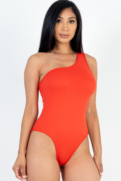 One Shoulder Solid Casual Bodysuit (CAPELLA)