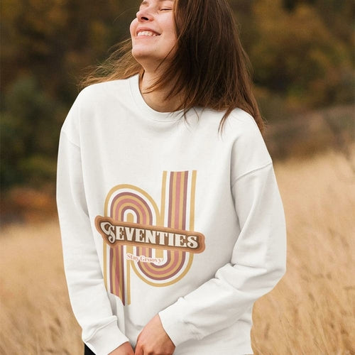 womens retro 70's crewneck sweatshirt
