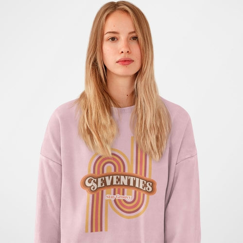 womens retro 70's crewneck sweatshirt